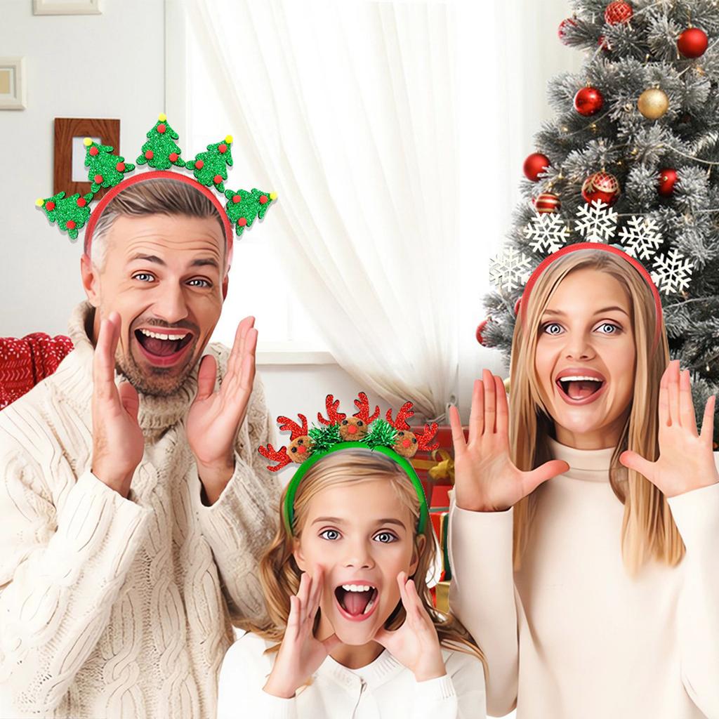 Christmas Hairband Glittering Powder Festival Theme Headband for Adult Kids Holiday Celebration Headdress Party Supply