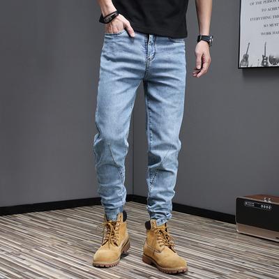 Summer Thin Section Jeans Men's Micro Harlan Hundred with the Trend of Elastic Slim Small Straight Men's Trousers Casual