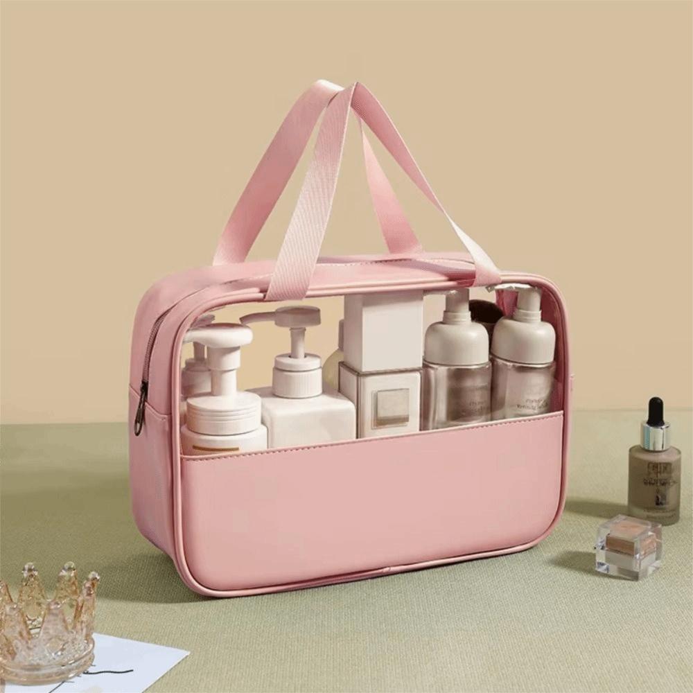 Transparent Travel Cosmetic Bag Zipper Closure Women Wash Pack Portable Toiletry Pouch  Makeup