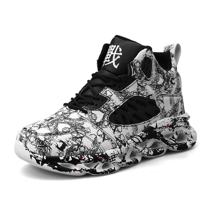 Graffiti High-Top Leichte Atmungsaktive Herren Trendige Lauf-Sneakers, Sommer 2023