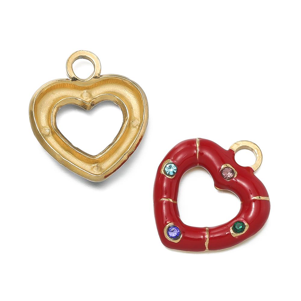 1 pièce/lot Pendentifs Triangle Ovale Cœur d'Amour Multicolores en Acier Inoxydable Pour Bracelet Collier DIY Accessoires de Bijoux