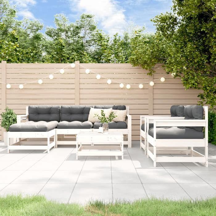 VidaXL Salon de Jardin avec Coussins 7 pcs, Canapé avec Dossier et Accoudoir, Ensemble de Meubles avec Table Basse Patio 3185830