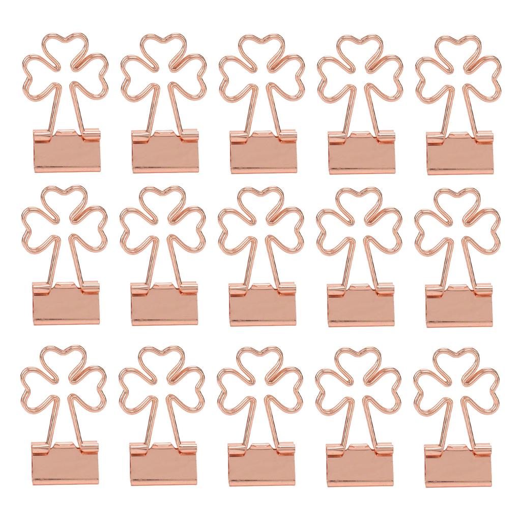 15Pcs Paper  Clips Cute  Trefoil Strong Clamping Force Metal Small  Clips for Office