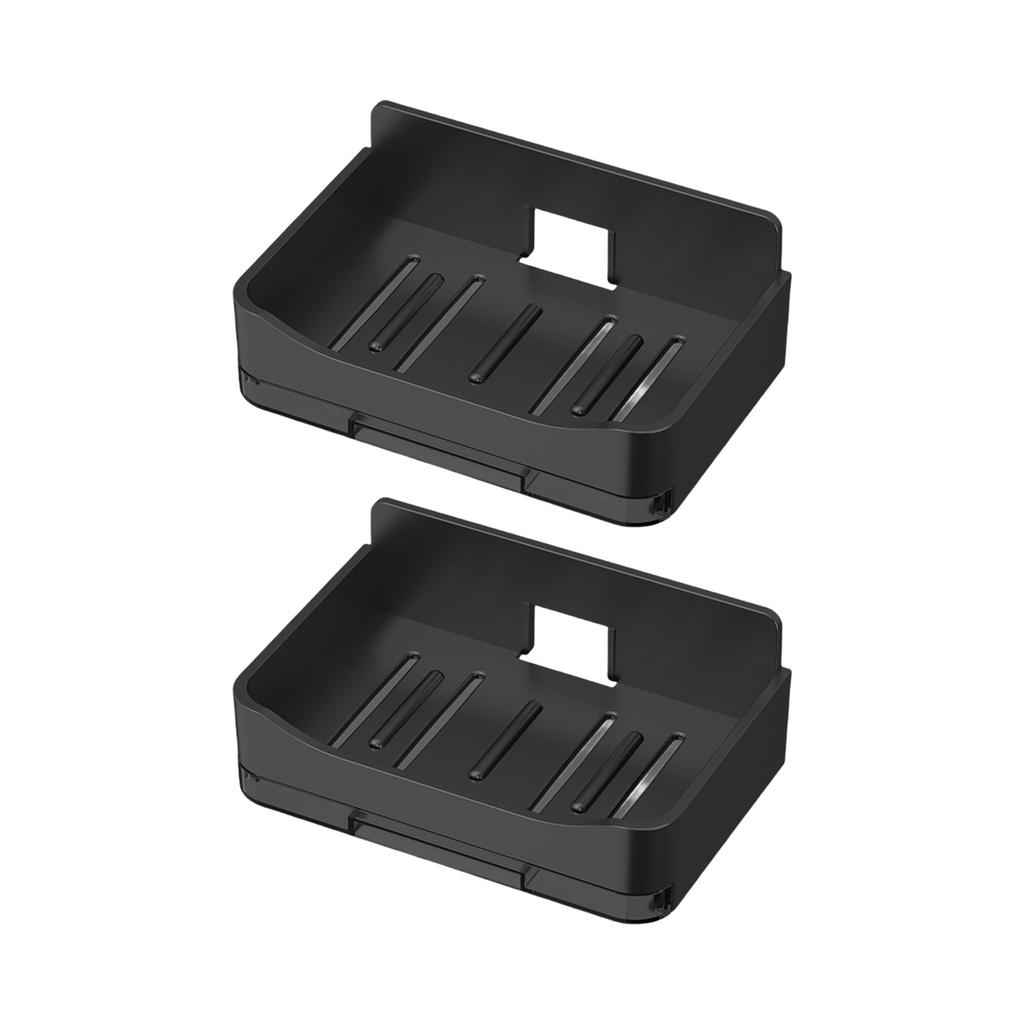 2PCS Wall Mounted Bathroom Soap Holder Easy Installation Double Layer Drainage Space Saving Bathroom Soap Organizer
