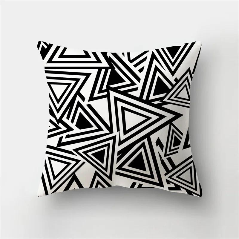 Simple Yellow Black Geometric Cushion Cover For Sofa Wave Line Square Pillow Case Letter Pillowslip Household Home Decor