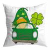 St. Patrick's Day Peach Skin Velvet Pillowcase, Green Four-leaf Clover Printed Sofa Pillow Cushion