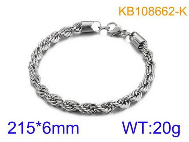 Herren 18k Vergoldetes Gedrehtes Seil Armband, 6mm Edelstahl, Schmuck im Hip-Hop-Stil.