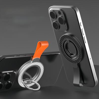 Obojstranný magnetický držiak mobilného telefónu Silikónový lanyard z uhlíkových vlákien magsafe držiak spony s krúžkom otočný o 360 stupňov