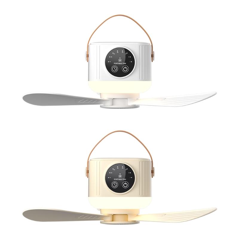 USB Hanging Fan Lamp For Outdoor Camping Car And Dormitories 4 Speed Setting And Timer Option Multiple Function