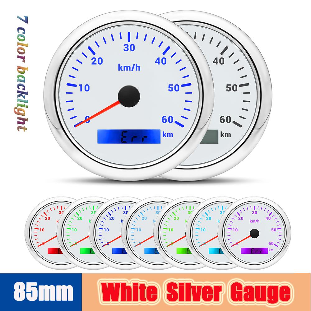 

HD 7 цветов подсветки 0~60 км/ч спидометр датчик 12 В-24 В мотоцикл лодка автомобиль грузовик универсальный одометр спидометр тахометр водонепроницаемый