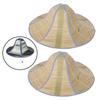 2Pcs Adjustable Foldable Straw Sun Hat Breathable Fishing Sunshade Caps Wide Brim Hat  Summer