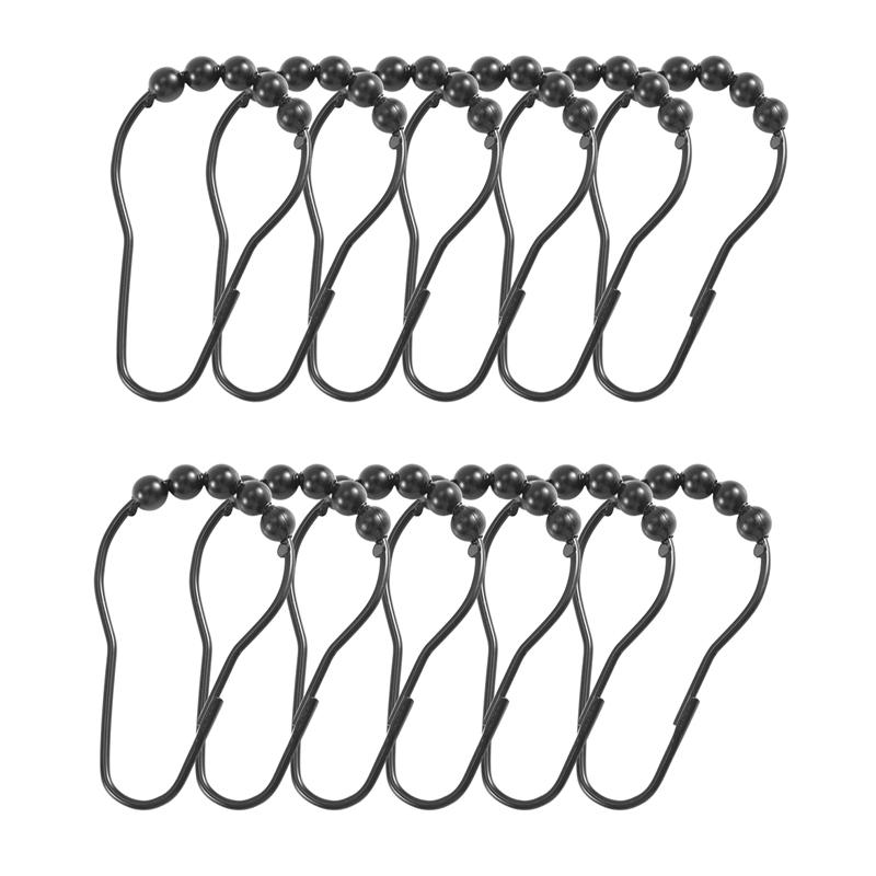 Shower Curtain Hooks Rings Metal Shower Curtain Hooks Rings For Bathroom Shower Rods Curtains Set Of 12 Black чёрный