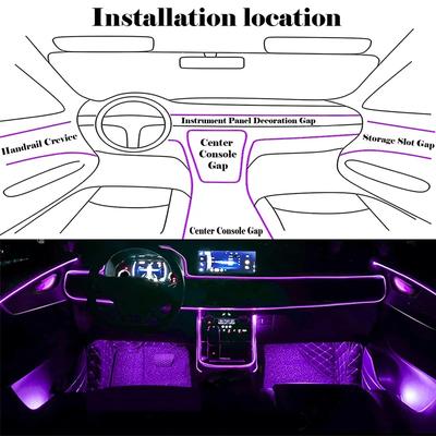 Car Interior LED Strip Lights Flexible EL Wire RGB Neon Ambient Lighting App Control 12V Decorative Lamp for Auto Atmosphere