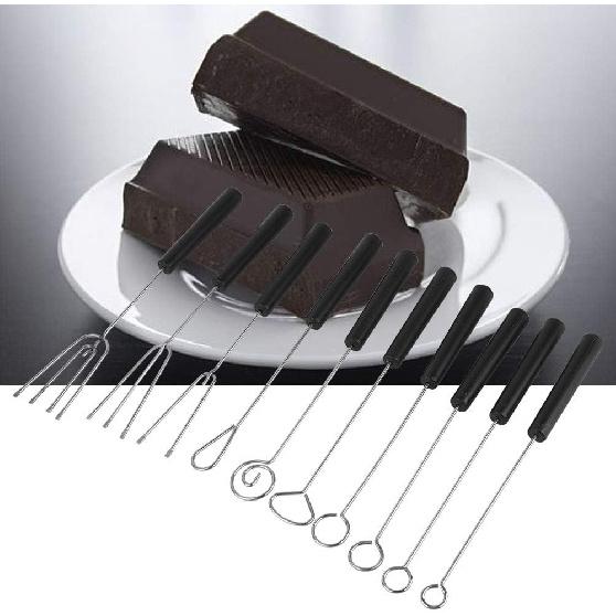 Set of 10 Stainless Steel Split Chocolate Forks Hot Pot DIY Decorative Tools Pralines and Trüffel