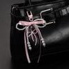 Korean Sweet Faux Pearl & Rhinestone Bow Keychain Charm