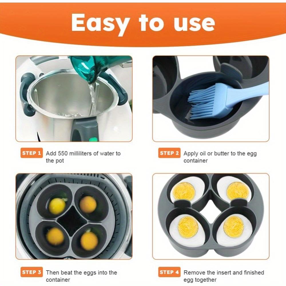 1 Kitchen Utensil, Compatible with Mixer Thermomix , 4 Grid Egg Steamer, Food Grade PP Materials, Dishwasher Safety, Mixer Parts