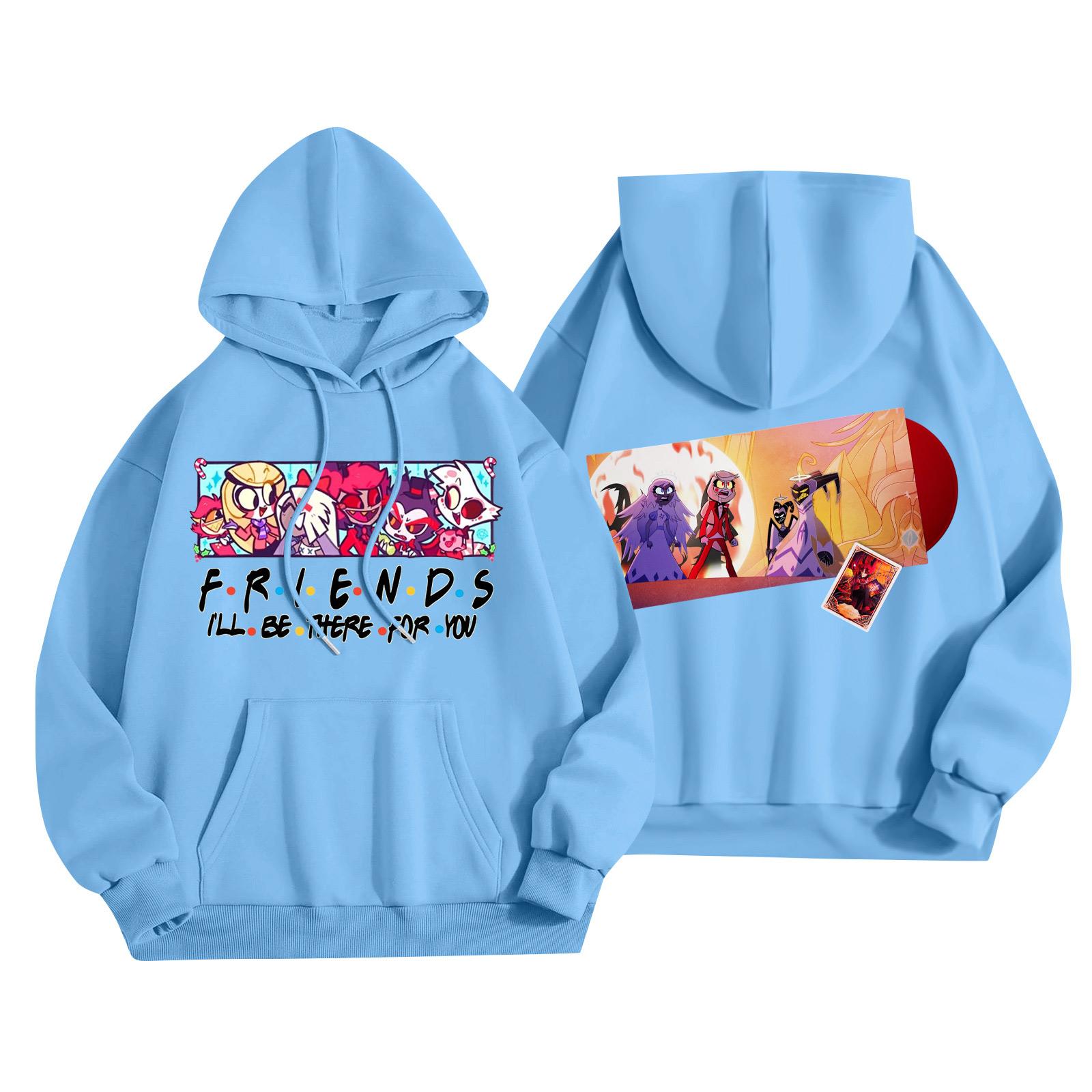 

Unisex Fashion Lightweight Long Sleeve Pullover With Pockets Printed Hoodie XXXL синий