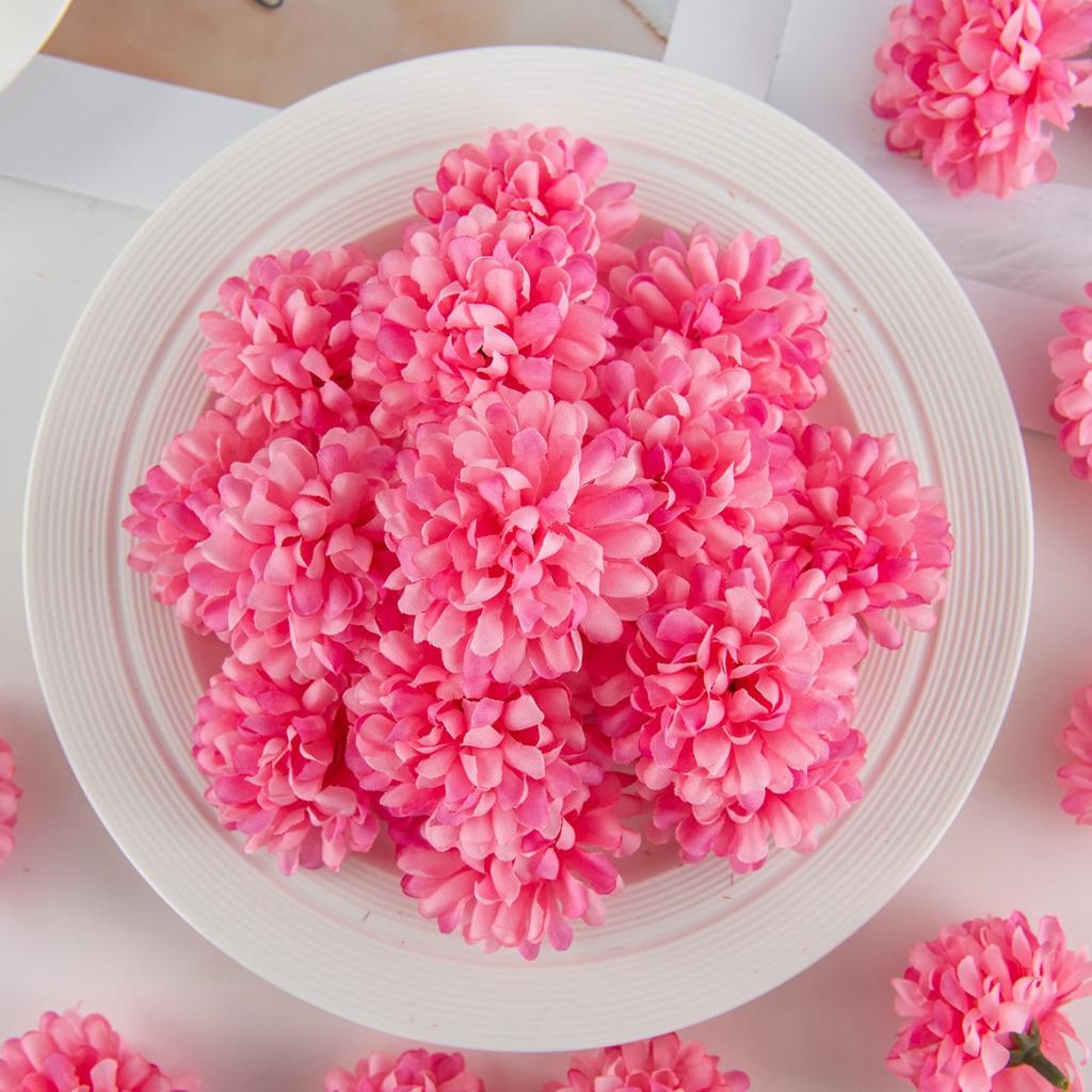 6 Stück Packung Ringelblumenköpfe Großhandel, Orange Künstliche Blumenköpfe Seide Falsche Blumenköpfe, Kugel Chrysanthemen Großhandel Mini Blumenköpfe