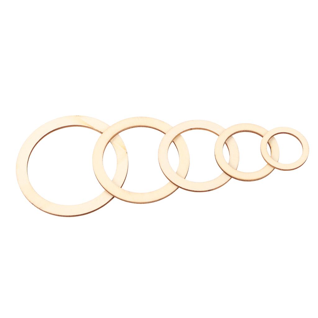205Pcs Unfinished Wood Rings 5 Sizes Light Sturdy Smoothing Simple Wooden Wreath Rings for Craft DIY Decoration