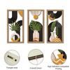 3 Pcs Boho Wood Wall Art Decor Minimalist Plants Geometric Hollow-out Hanging Ornament Abstract Wall Sculptures for Home Living Room Bedroom Kitchen