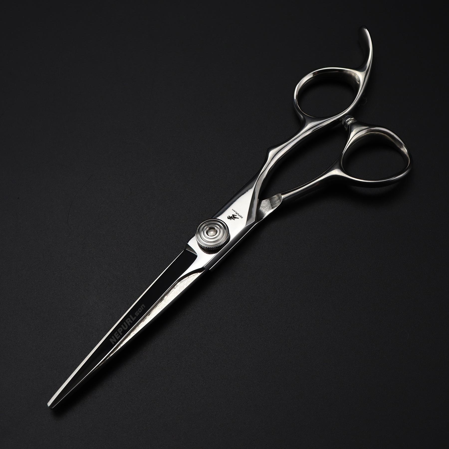 6.0 Naipusen Professional Hairdressing Scissors Set: Notch, Barber, Straight, Bangs, and Thinning Shears.