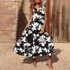 Women's Casual And Fashionable V-neck  Sleeveless Printing Mid Length Dress