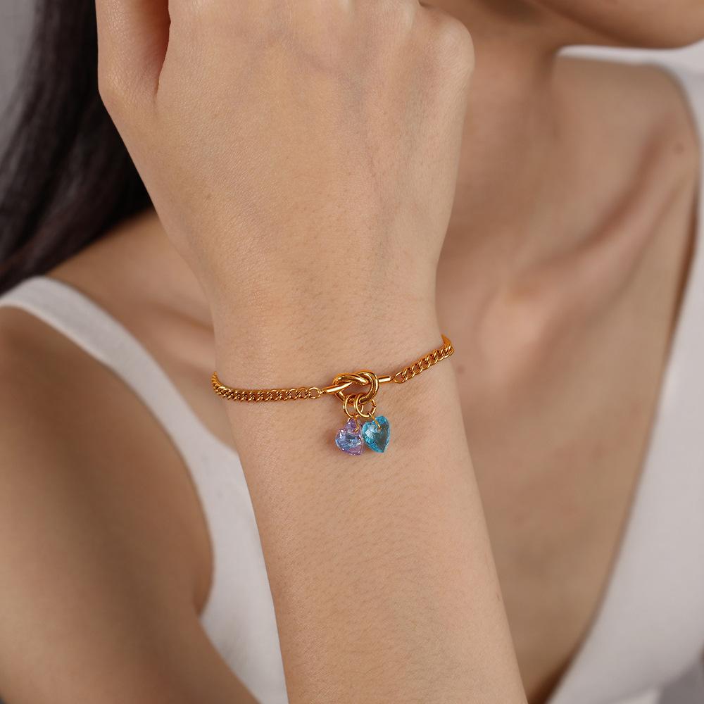 18K PVD Gold Plated Stainless Steel Earrings Charms Reflect Light Faceted Crystal Zircon Heart Charm Pendants for Jewelry Making