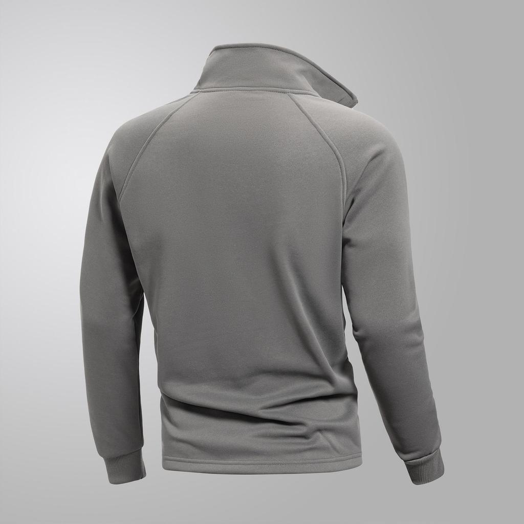 Men's European & American Slim Fit Raglan Sleeve Half-Zip Sweatshirt with Stand Collar - Solid Color Casual Wear for Spring & Autumn.