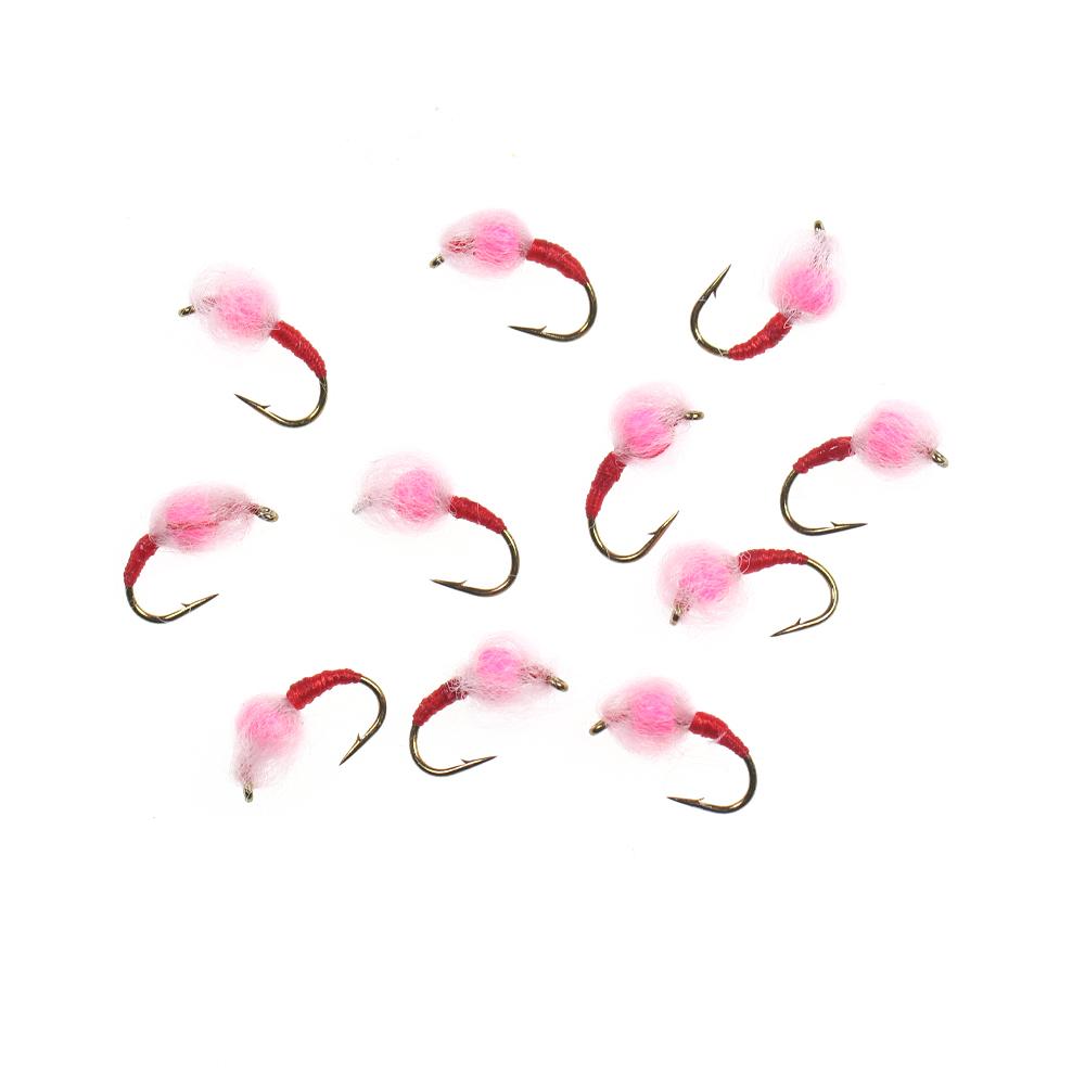 5pcs 10 Pcs/box Translucent Tungsten Bead Core Hard Egg Fly Glo Bug Fly Fishing Flies Lures Size 12#