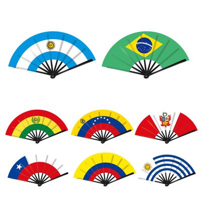22cm Folding Hand Fan South America 8 Country Flags Cheering For Sports Events Festival Celebrations for Ball Games and Parties