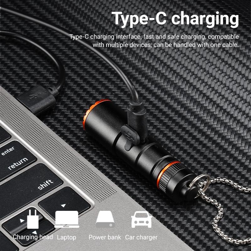 Leistungsstarke EDC Mini LED Taschenlampe Tasche Aluminiumlegierung Kleine Taschenlampe 10180 Batterietyp Typ-C Wiederaufladbar Notbeleuchtung Laterne