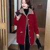 Fleece Lined Jacket Women's Winter Loose Coat Mid-Length Jacket for Mature Women