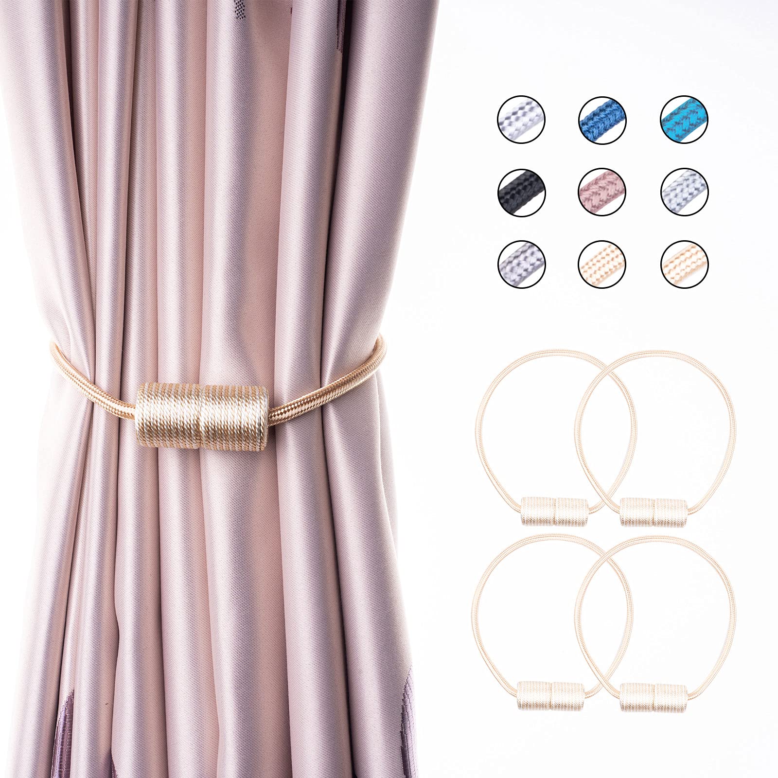 Magnetic Curtain Tassels, Curtain Tiebacks, Stylish Curtain Holders, Curtain Fasteners, Curtain Ties, Decorative Curtain Accessories, 2 Colors (Gold &