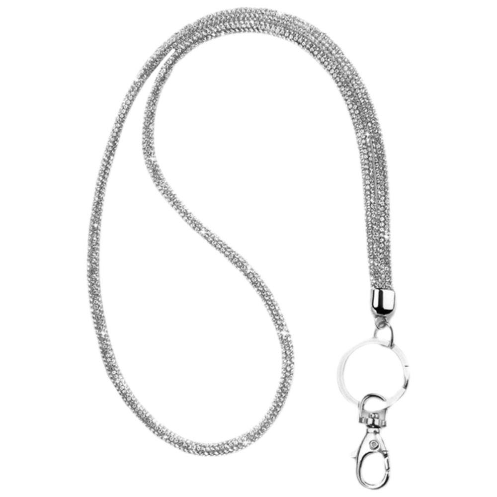 Glitter Bright Rhinestone Card Lanyard Lightweight Crystal Neck Strap  Office Card