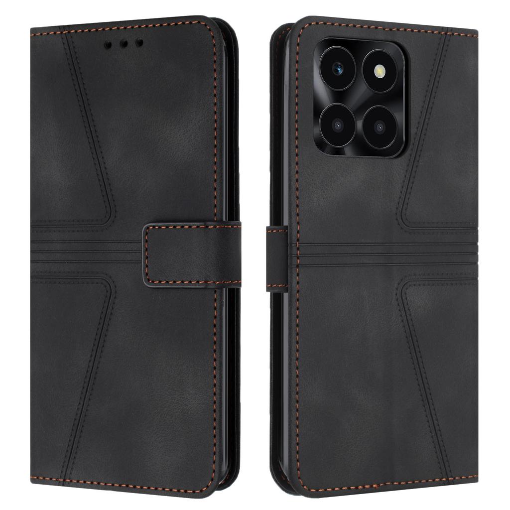 Wallet Case for Honor X6c 4G/X6b 4G/X6a 4G/X5b/X5b Plus Triangle Imprinted Anti-Scratch Phone Cover