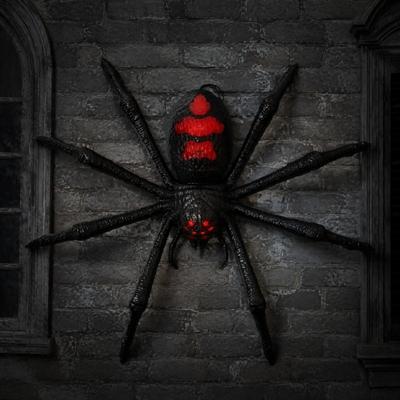 Scary Spider Decor for Bars Windows Halloween Animatronics Hanging Decoration, Giant with LED Eyes Realistic Flexible Legs And Sound Outdoor
