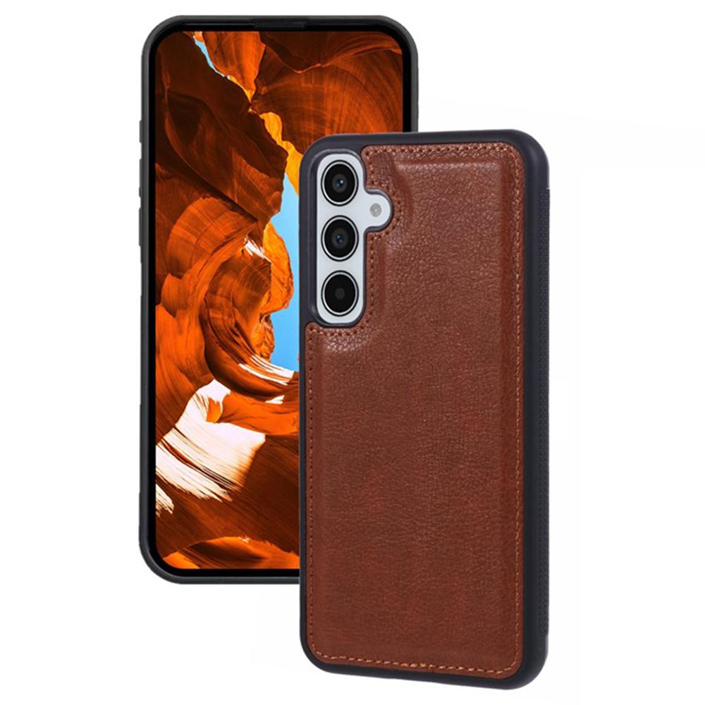 

Для Samsung Galaxy S25+ Чехол Текстура теленка ПУ кожа Защита от отпечатков пальцев Задняя крышка для телефона Brown