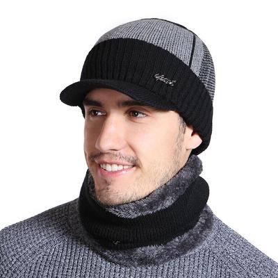 Men Winter Hat Casual Winter Beanie Hat For Men Plush Lining Wool Hat High Quality Warm Knitted Hat