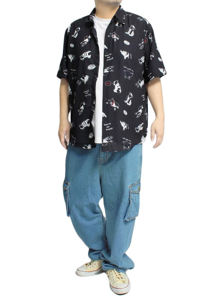 One Colors Short Sleeve Plus Cool To the Silk Easy Aloha Size Black Men's Shirt, Size, Touch, Touch, All-Over Print, Care, Shirt, 3L, (3)