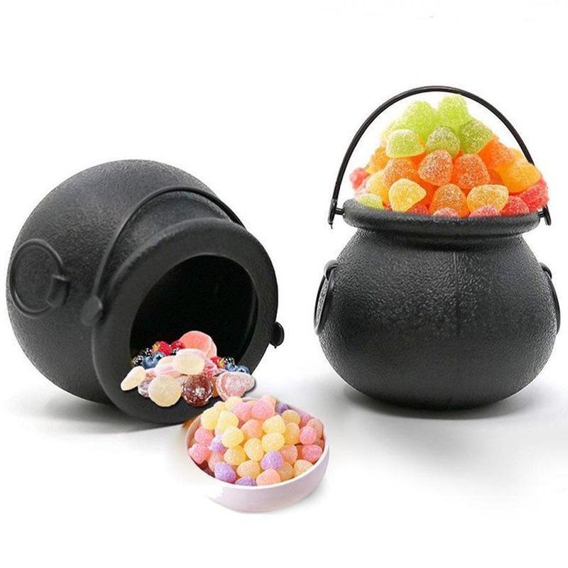 6/12pcs Halloween Candy Bucket Mini Black Candy Kettles Cauldron Pot Trick Or Treat Holder Halloween Party Decoration Prop