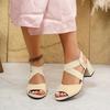 Summer New Women's Round Head Sandals Suede Solid Color Fish Mouth High Heel Sandals Women's Thick Heel Shoes Fashion Trend