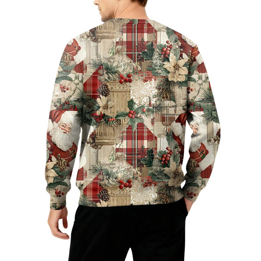 Men's Round Neck Fleece-Lined Thick Warm Sweatshirt