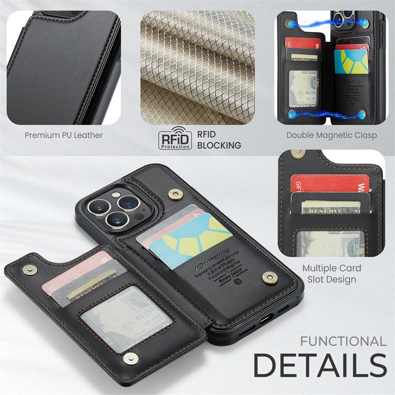 Flip Leather Phone Case For iPhone 17 Pro Max 16E 16 Plus 15 14 13 12 11 X XS XR SE 2022 Samsung S25 FE S24 Ultra S23 S22 S21 Wallet Card Back Cover