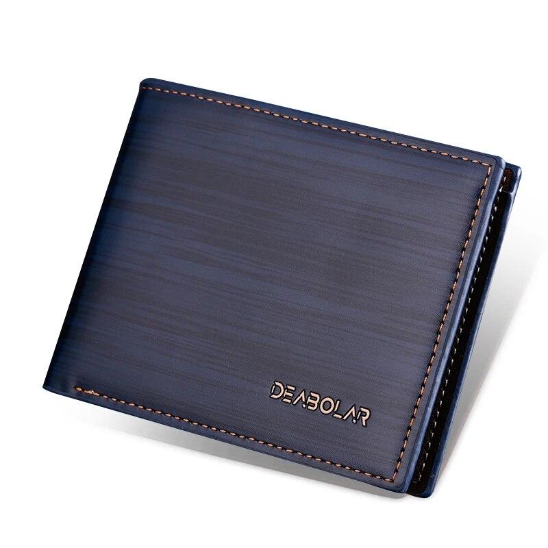 Men Short Style Wallet Glossy Wood Grain Fashion Multi Card Wallet Card Holder Business Folding Wallet