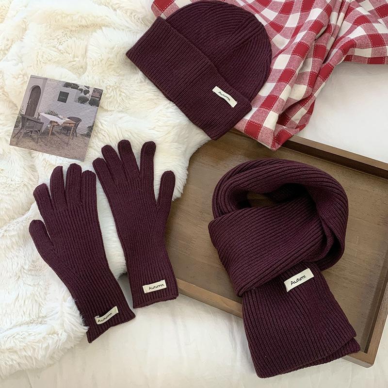 

Шарф, шапка и перчатки трехкомпонентный зимний новый пара студент верховая езда теплый вязаный шарф, шапка и перчатки