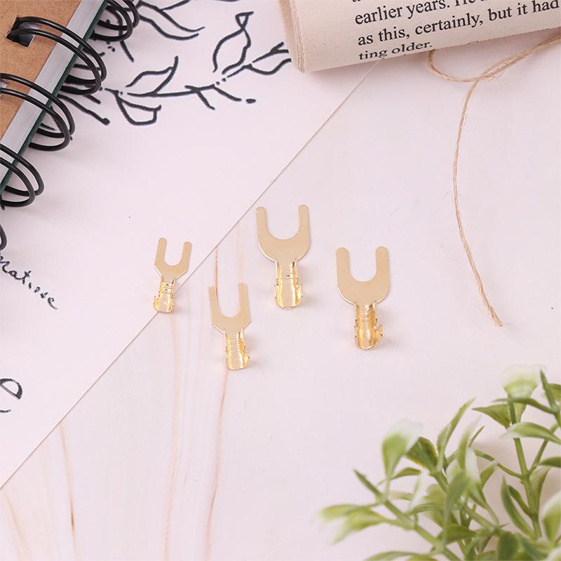 100Pcs/Pack 3.2/4.2/5.2/6.2Mm U-Shaped Brass Cable Grounding Lug Connector