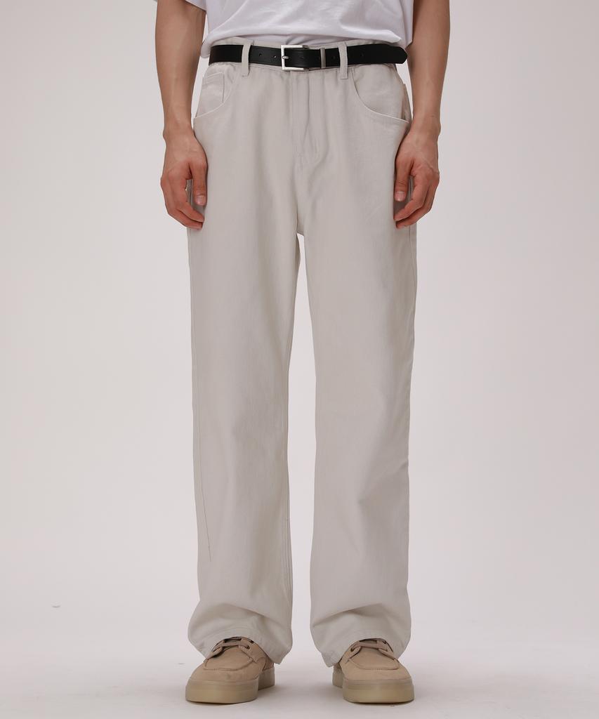 Dibellobeu Essential Mood Semi-Wide Cotton Pants_Ecru