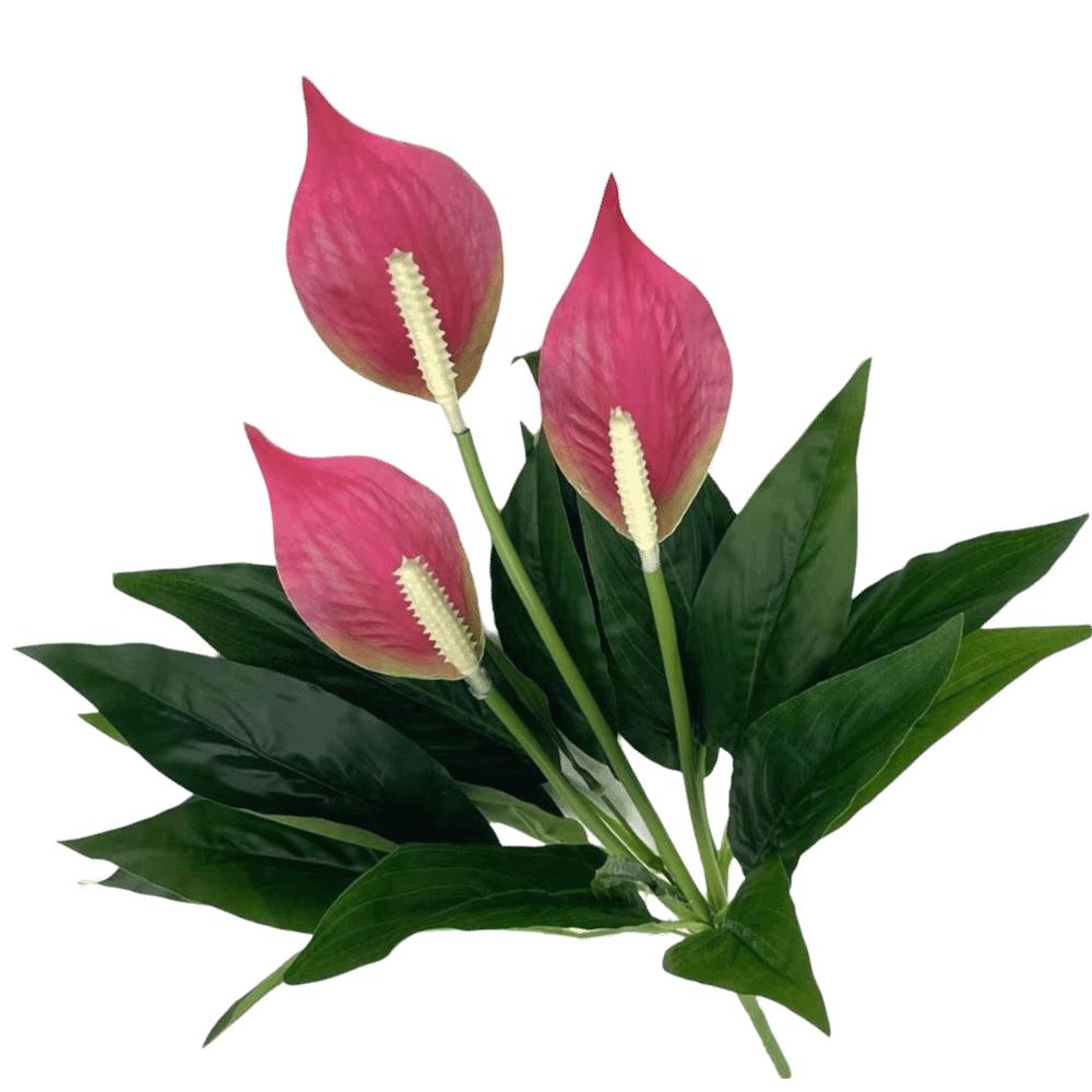 Beautiful Plastic Leaves Artificial Flower 50cm Artificial Plants Fake Anthurium Tree Home Decor розовый