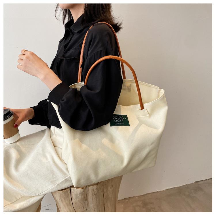 Large Capacity Canvas Bucket Bag for Women Trendy Street Style Shoulder Crossbody Purse with Magnetic Closure