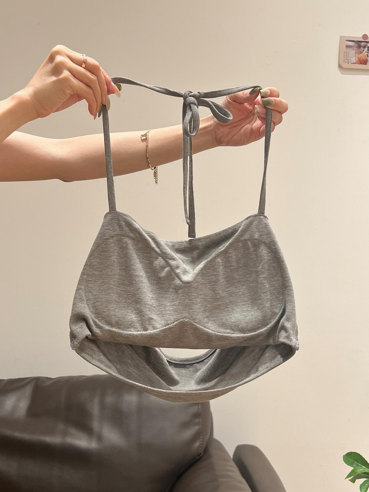 

Korean thin micro-transparent with chest pad, sling vest, short-sleeved T-shirt, women s summer new slim-fit two-piece top S
